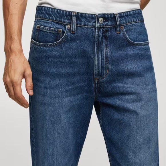 **SOLD** MANGO DARK WASHED TAPERED-FIT JEANS - Picture 4 of 7